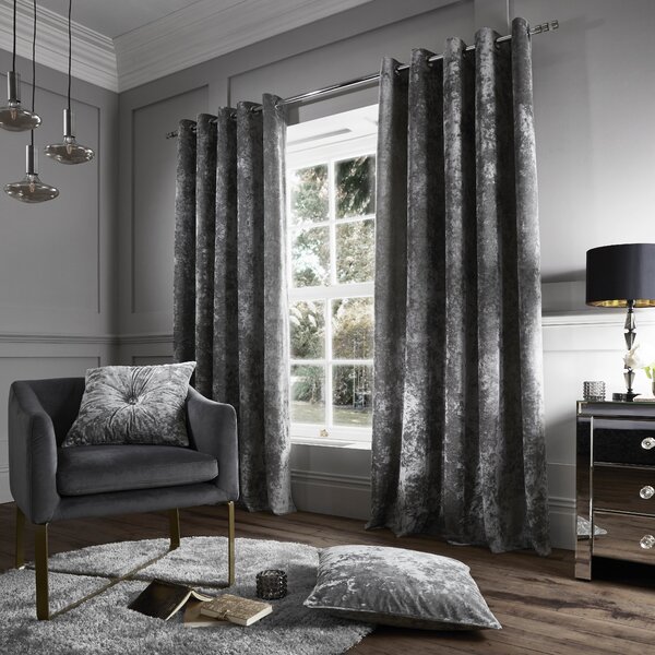 Grey crushed store velvet curtains